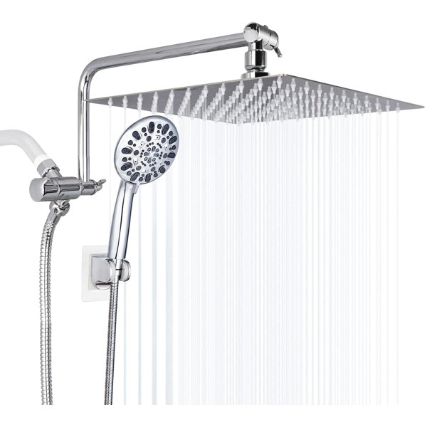 Hibbent High Pressure 10 Inch All Metal Rainfall Shower Head/Handheld Showerhead Combo Wayfair